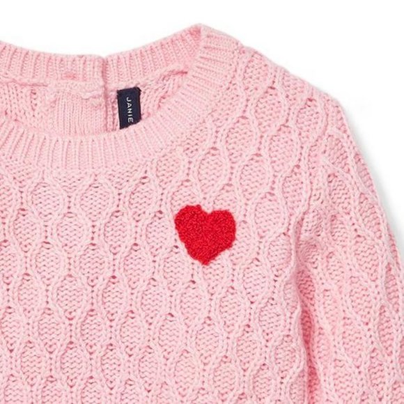 Janie and Jack RUFFLE SLEEVE SWEATER Heart Valentine - Picture 2 of 2
